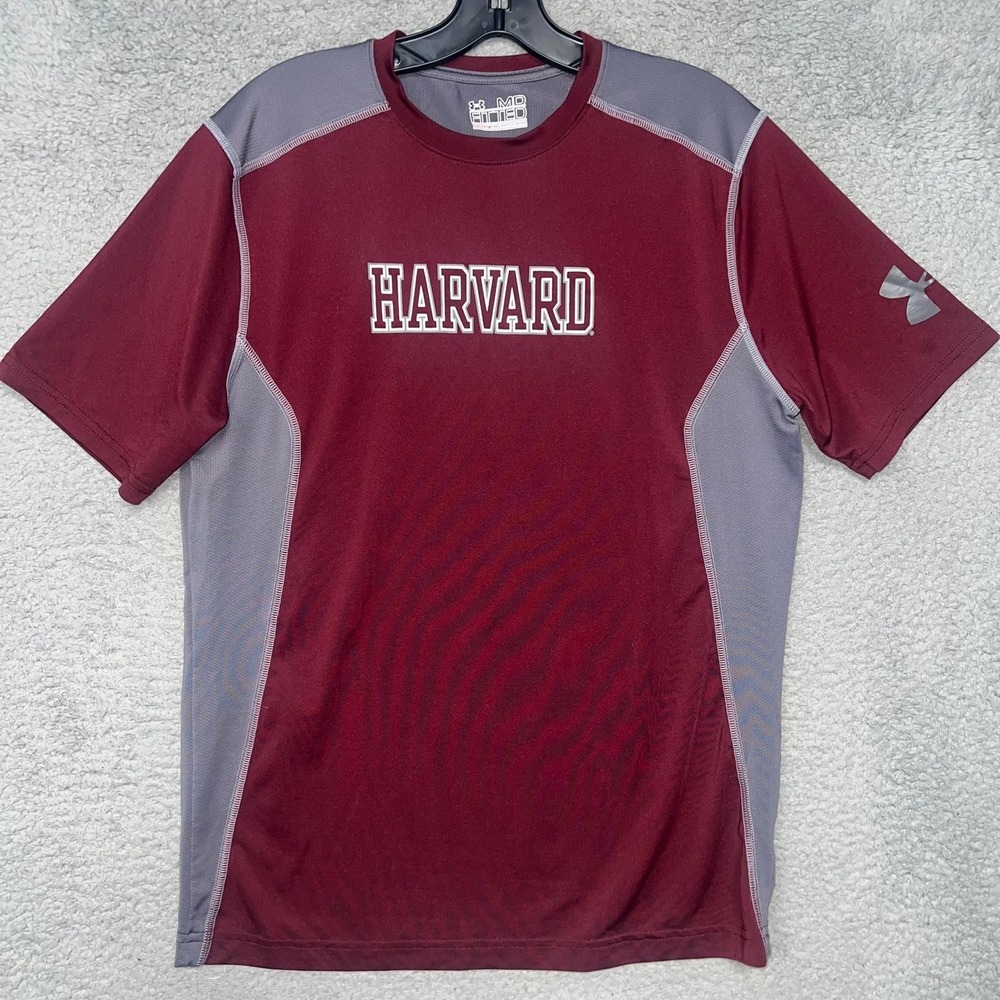 Under Armour Harvard University Crimson Jersey Men's Sz M Red Gray Fitted Shirt